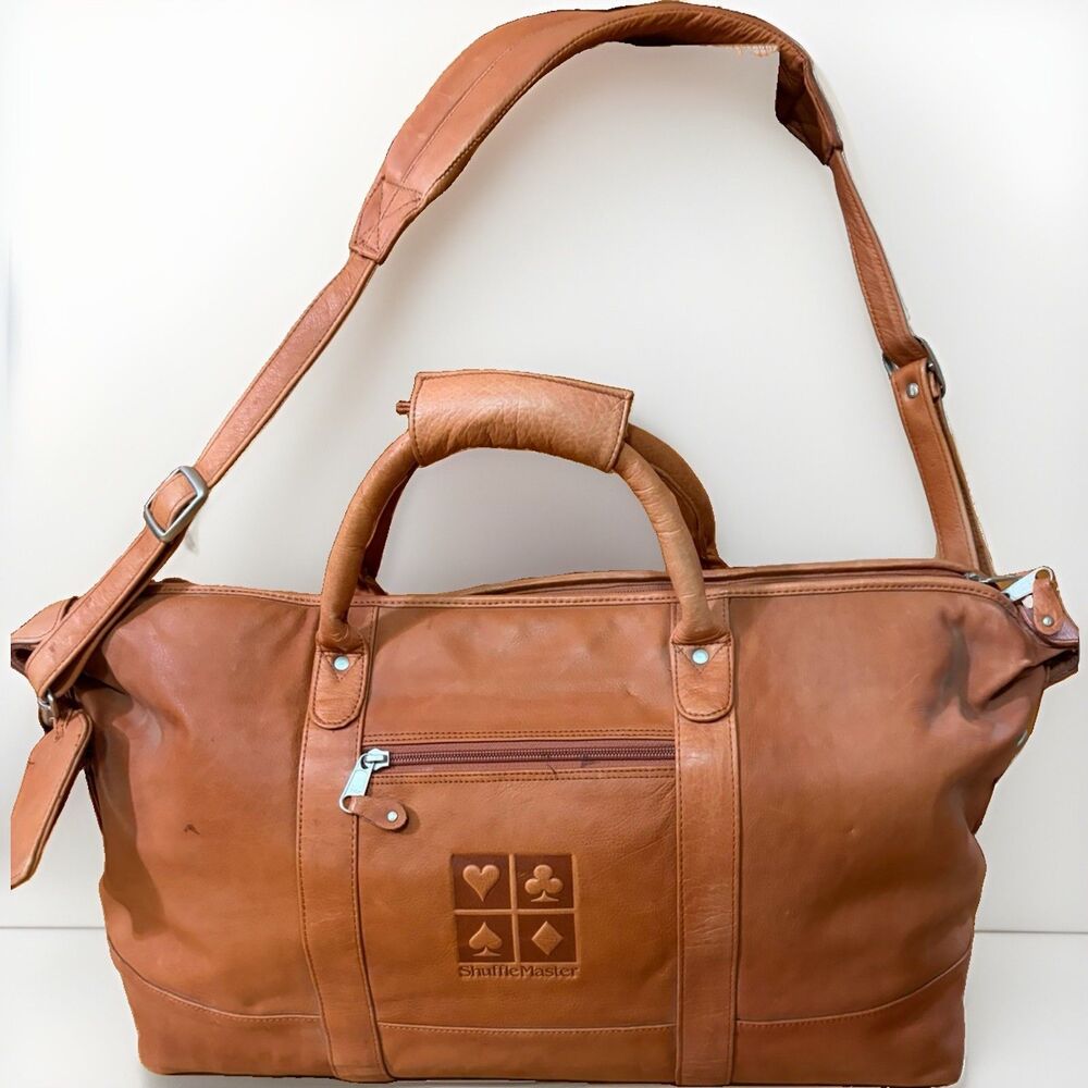 Vintage Canyon Outback Leather Duffel Bag Weekend Large Shoulder Strap Brown